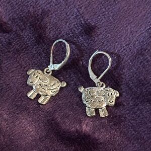 Silver Sheep Earrings for Kids (handmade)